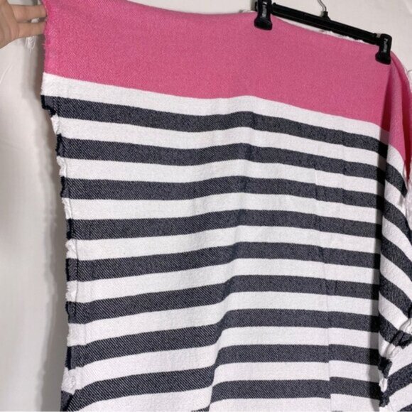 Victoria's Secret Black & White Striped Woven Cotton Beach Blanket W Fringe - Picture 14 of 15